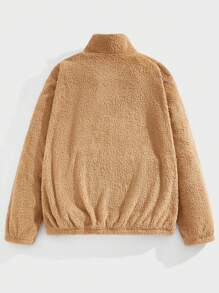 Manfinity VCAY Chaqueta casual suelta con hombros caídos y acabado peludo, adecuada para otoño/invierno