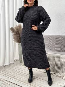 Calvaya Robe-pull ample pour femme, col rond, épaules dénudées, manches longues, unie, décontractée, automne/hiver