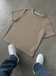 Manfinity Homme Plus Size Men Casual Solid Color Plain Short Sleeve T-Shirt, For Going Out