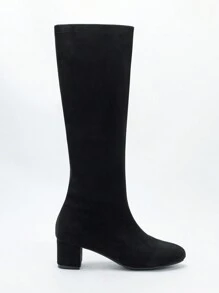 CUCCOO CURVES Women Wide Fit Pointed Toe Faux Suede Western Mid-Calf Boots, 2024 New Autumn/Winter For Christmas And New Year Holiday Vibe Fall And Winter Valentines