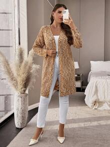 SHEIN LUNE 大码开衫长袖休闲上衣 - 彩色 - 查看 4