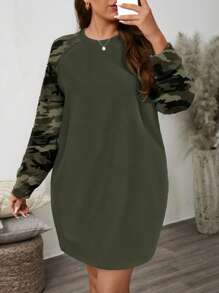 SHEIN LUNE Sweat-shirt casual ample pour femmes avec motif camouflage minimaliste sur les épaules dénudées, pour l'automne/hiver