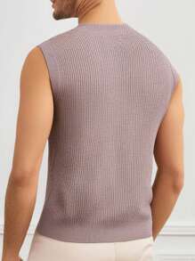 Manfinity VCAY Gilet tricoté col rond décontracté ajusté pour homme, convient pour le port quotidien