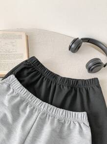 SHEIN 少女休閒針織印花短褲 - 彩色 - 查看 5