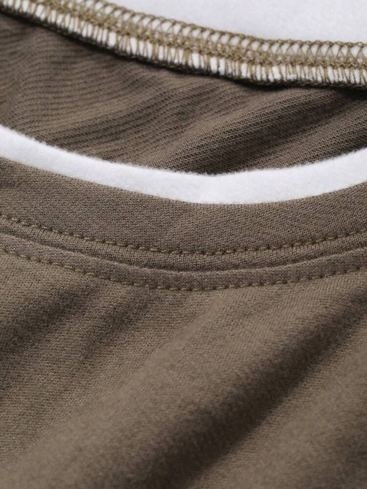 Women Contrast Color 2 In 1 Casual Loose Long Sleeve T-Shirt,Fall Clothes