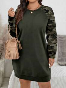 SHEIN LUNE Sweat-shirt casual ample pour femmes avec motif camouflage minimaliste sur les épaules dénudées, pour l'automne/hiver