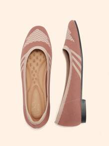 CUCCOO BASICS Colorblock Flat Casual Loafers For Women For Christmas And New Year Holiday Vibe Fall And Winter - Dusty Pink - View 8