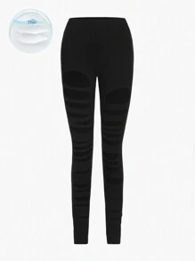 ROMWE PUNK Solid Cut Out Leggings - Black - View 1