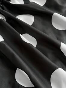 Viva Relle Falda midi con lunares y camisa con lazo cruzado de talla grande - Negro - Ver 8