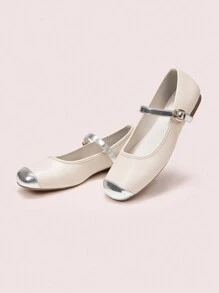 CUCCOO DOLLMOD Silver-White Color Block Comfortable Versatile Fashion Flat Loafers For Christmas And New Year Holiday Vibe Fall And Winter Valentines - Chantilly - View 9