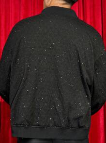 Manfinity VCAY Chaqueta casual de punto holgada de manga larga y frente abierto para hombre, para otoño e invierno - Negro - Ver 2