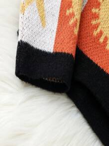 Teens Girls Crew Neck Long Sleeve Graphic Detail Casual Sweater