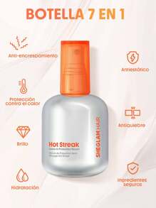 SHEGLAM HAIR Suero de protección sin enjuague Hot Streak, 150 ml/5 onzas líquidas, spray protector de calor para el cabello, suero para mascarilla para el cabello Suero de tratamiento para el cabello con protección para el cabello Hot Streak, spray todo en uno sin enjuague Ligero como aire Protege y defiende contra daños Protege contra daños por rayos UV Fortalece, nutre, hidrata el cabello Adecuado para todo tipo de cabello Productos para cabello rizado constituir playa y2k viajar cámping Escuela cosplay Regalo Campus moda