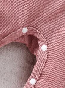 SHEIN Baby Girl Cute Cartoon Animal Print Patchwork Ruffle Hem Long Sleeve Jumpsuit, Autumn