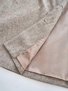 SHEIN Clasi 1pc Women Plus Size Plain Fitted Long Overcoat Fall Cloth For Women - Khaki - View 6