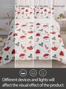 3 件套圣诞主题套装，100% 涤纶，透气面料，可机洗，数码印花，四季舒适，包含 2 个枕套，无填充物，优雅的家居装饰 - 彩色 - 查看 5