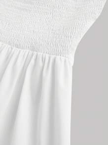 SHEIN MOD 杏色复古浪漫荷叶边下摆女装连衣裙，初秋装 - 白色 - 查看 3