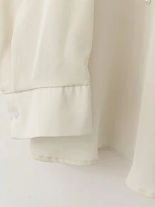 Celure Plus Size Women Elegant Embellished Faux Pearl Decor Drop Shoulder Loose Blouse, Spring & Autumn Women Shirt