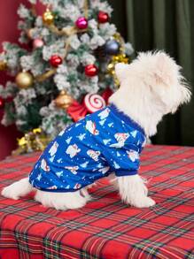 PETSIN 1 Pc Christmas Polar Bear Pattern Pet Dog/Cat Crew Neck Sweatshirt, Blue,