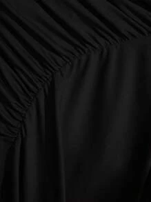 SHEIN BAE Tenues élégantes d'automne pour femmes sortant, robe asymétrique avec découpe oblique pour soirée et rendez-vous, chemise slim à manches longues - Noir - Voir 5