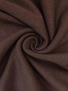 EMERY ROSE Plus Size Solid Color Short Sleeve Front Button Casual Pullover Knit Top, For Winter Knit Pullover Fall Autumn - Coffee Brown - View 4