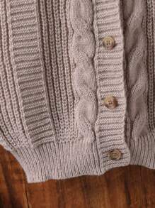 Cardigans para niñas preadolescentes, suéter de punto grueso color caqui, chaqueta cálida de moda y estilo para otoño/invierno