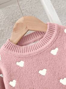 女宝宝秋冬百搭可爱心形图案针织长袖毛衣