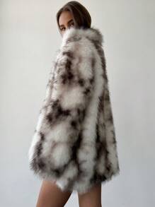 Aloruh Chaqueta de invierno de mujer estilo retro con pelo sintético