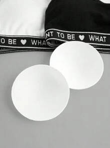 SHEIN 2 件装 Tween 女童简约舒适字母图案加垫无钢圈运动胸罩