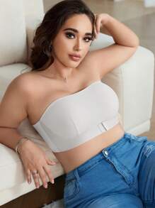 1pc Strapless Non-Slip Camisole Top, Suitable For Summer - White - View 6