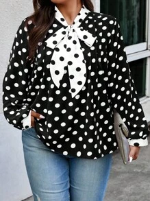 Celure Áo cánh tay dài in họa tiết ngẫu nhiên thời trang cỡ lớn cho nữ - Nhiều màu - Xem 3