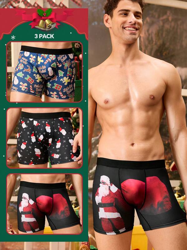 Happy Jammies Boxeri de Crăciun cu imprimeu digital pentru bărbați