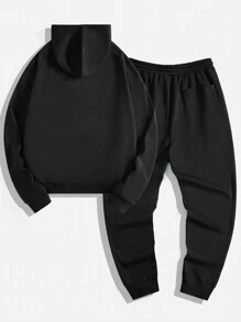 Manfinity VCAY Men's Loose Knitted Long Sleeve Sweatshirt Set, For Fall Winter - Black - View 5