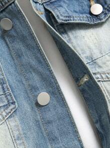 Manfinity LEGND Men's Casual Washed Button Up Denim Jacket, Suitable For Autumn Daily Outings, For Vacation