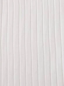 SHEIN 少女 2 件/套 优雅复古通勤/白色针织高领打底修身长袖 T 恤和粗花呢裹身纽扣前裙裤 - 黑與白 - 查看 5