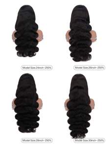 Density Pro 13X4 波浪蕾丝前假发 人发透明 250% 密度雷米假发 人发预拔蕾丝前假发 女士人发 100% 未加工巴西处女发 带婴儿发，自然发际线角质层对齐 自然黑色 - SNatural - 查看 8