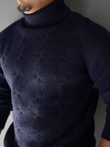 Manfinity CityGents 1 pieza Suéter casual de cuello alto, manga raglán y manga larga de unicolor para hombre, apto para otoño/invierno