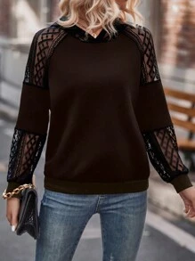SHEIN LUNE Sudadera con capucha de manga raglán y ajuste holgado para mujer, informal para otoño/invierno
