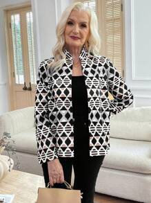 EMERY ROSE Women Regular Fit Graphic Print Casual Jacket For Commuting - Apricot - View 4