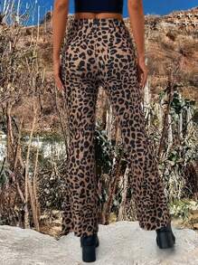 INAWLY Women's Leopard Print Flared Leggings, Fashion Versatile Base Layer Fall Cloth For Women - Multicolor - View 5