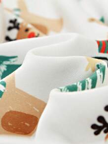 3pcs/Set Newborn Baby Boy Christmas Pattern Lapel Long Sleeve Jumpsuit, Hat Blanket - Multicolor - View 9