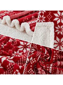 1 chiếc chăn Giáng sinh Sherpa đỏ, chăn mềm mại ấm áp, chăn sợi lông cừu flannel siêu mềm, thích hợp cho giường sofa sofa Red Deer - Nhiều màu - Xem 5