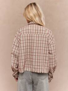 MISSGUIDED Street Checked Crop Loose Western Shirt Western Wear