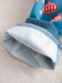 Cozy Pixies Bộ 2 món/Bộ áo nỉ trùm đầu dài tay họa tiết bánh gừng Giáng sinh cho bé trai và quần dài chạy bộ - Màu xanh bụi bặm - Xem 6