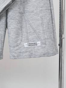 SHEIN 2入組青少年男孩字母純色T恤和短褲套裝，夏季 - 灰色 - 查看 6