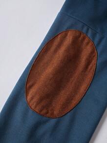 Manfinity Homme Men's Minimalist Front Zip Long Sleeve Pullover Sweatshirt, Casual Everyday Wear - Blue - View 3