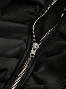 Teen Girls Elegant Ruffled Asymmetric Hem Short Jacket - Black - View 4