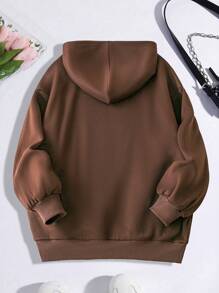 Mulvari Sudadera con capucha de ajuste holgado estampada con letras de coche, informal para otoño/invierno