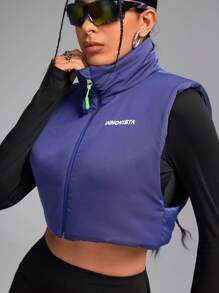 Innovista Veste de sport rembourrée à coupe ample et réversible pour femme, veste sans manches à col montant matelassée, vestes de ski, vêtements de montagne et de sport, tenue d'automne pour femme, vêtements de randonnée, veste zippée pour femme, vêtement chaud pour l'extérieur, tenue d'automne et d'hiver pour femme, veste d'hiver pour femme, vêtement thermique