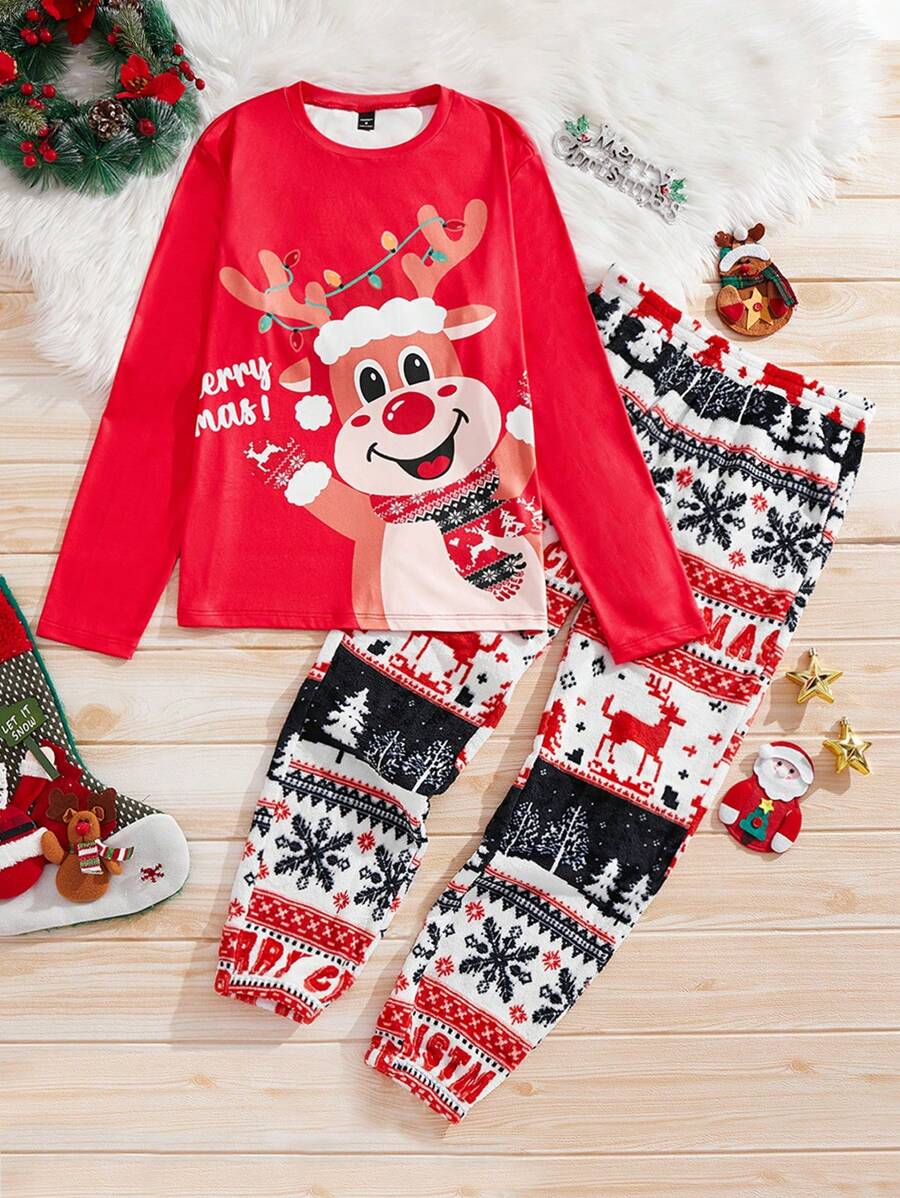 Manfinity VCAY 2pcs/Set Fitted Round Neck Long Sleeve Casual T-Shirt & Pants Set - Multicolor - View 1